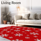 Festive Red Snowflake Scatter Rug