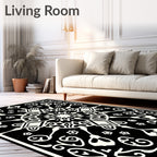 Monochrome Radial Blossom Diamond Rug