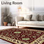 Ornate Crimson Floral Vines Rug