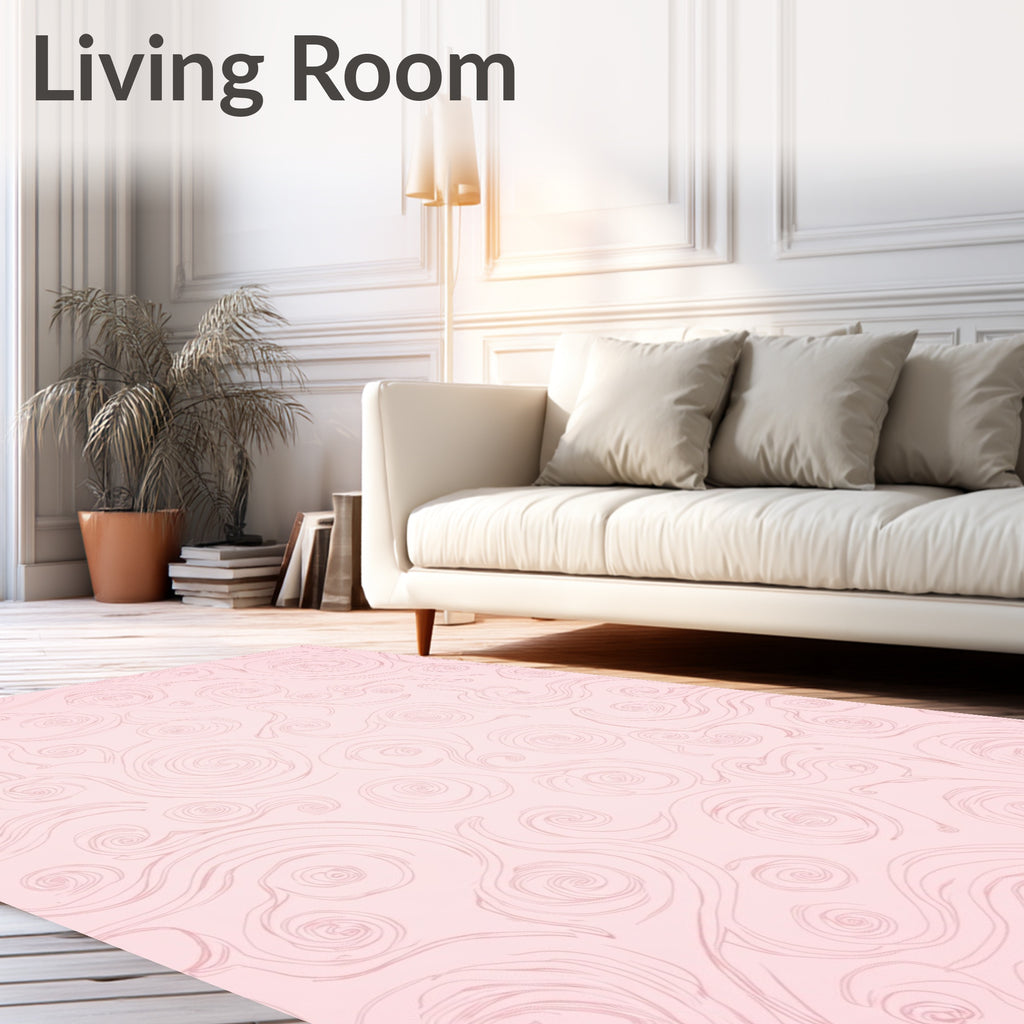 Pink Swirling Roseline Scroll Rug