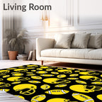 Yellow Football Helmets and Balls Rug