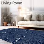 Navy White Anchor Swirl Nautical Rug