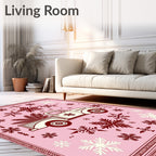 Vintage Red Truck Snowflake Motif Rug