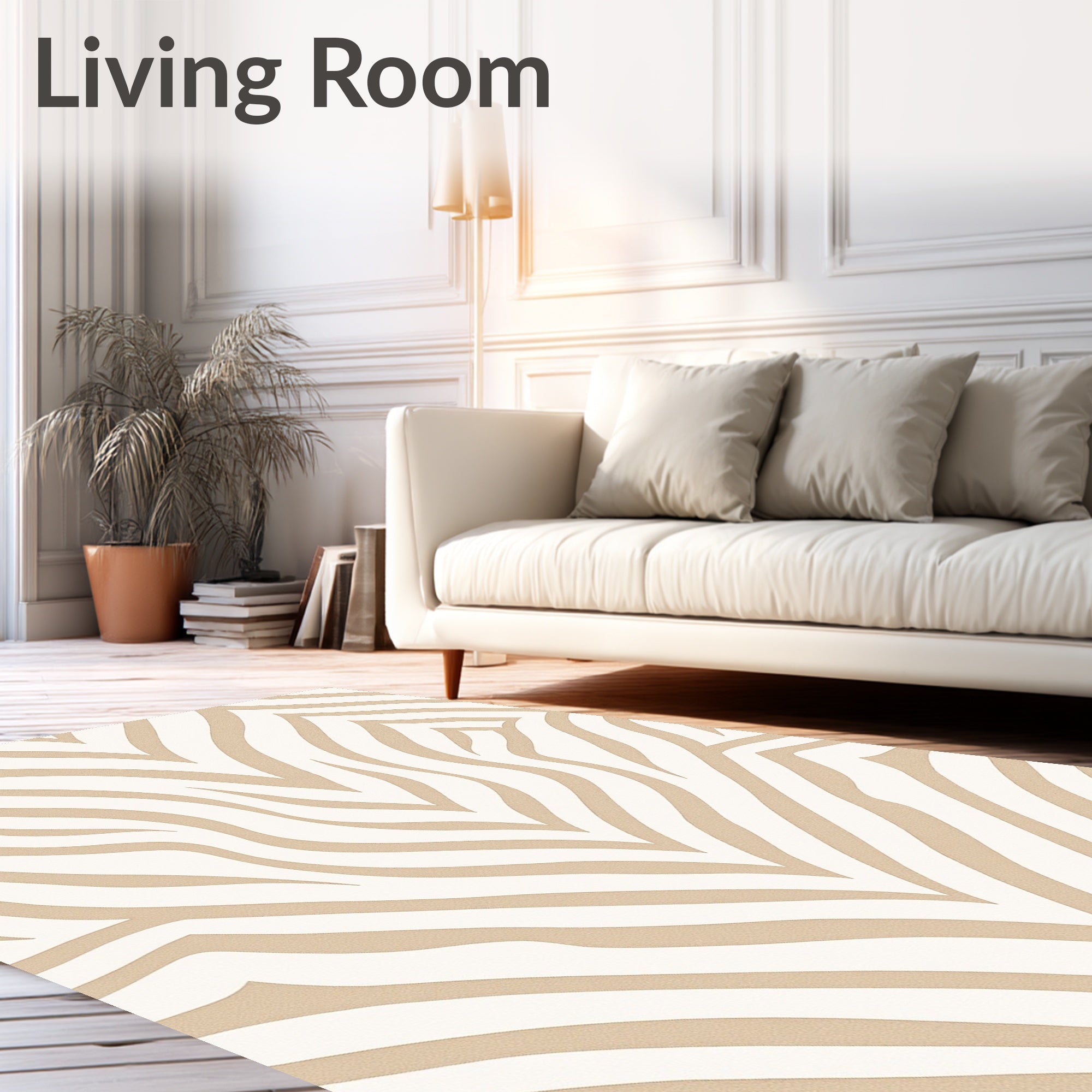 Neutral Tan Zebra Stripe Rug