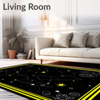 Cosmic Black And Gold Constellations Rug