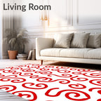 Crimson Red Swirl Calligraphy Rug