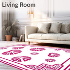 Fuchsia Sunburst Medallion Border Rug
