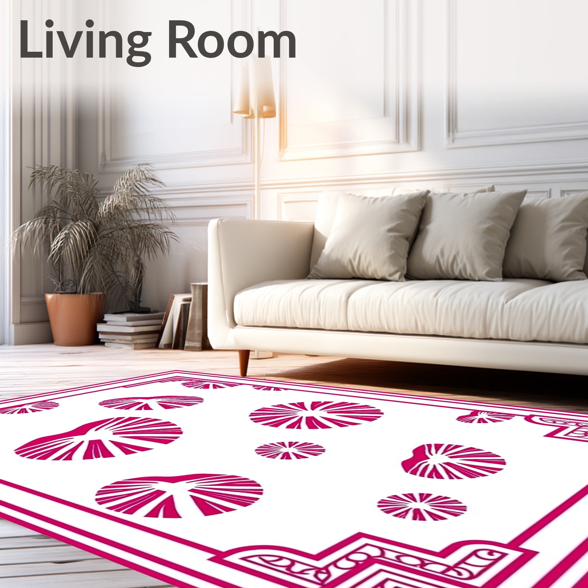 Fuchsia Sunburst Medallion Border Rug