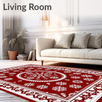 Crimson White Floral Medallion Border Rug
