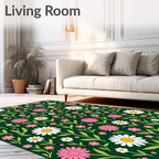 Whimsical Pink Daisy Garden Rug