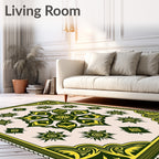 Emerald Gold Abstract Floral Medallion Rug
