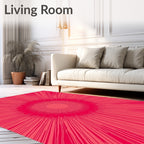 Radiant Crimson Sunburst Burst Rug