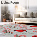 Crimson Cardinals Pink Berry Branches Rug