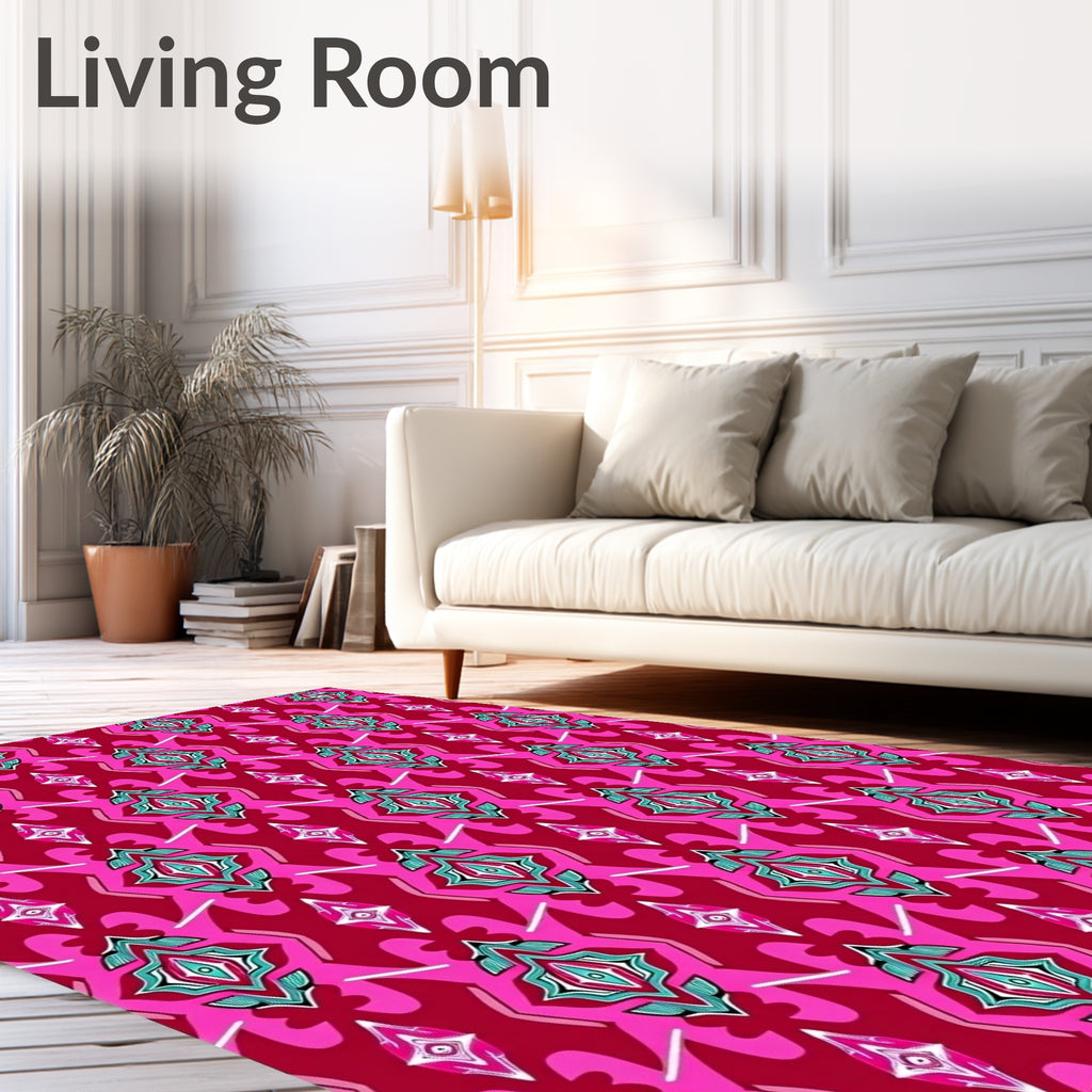 Bold Magenta Teal Diamond Lattice Rug