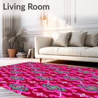 Bold Magenta Teal Diamond Lattice Rug