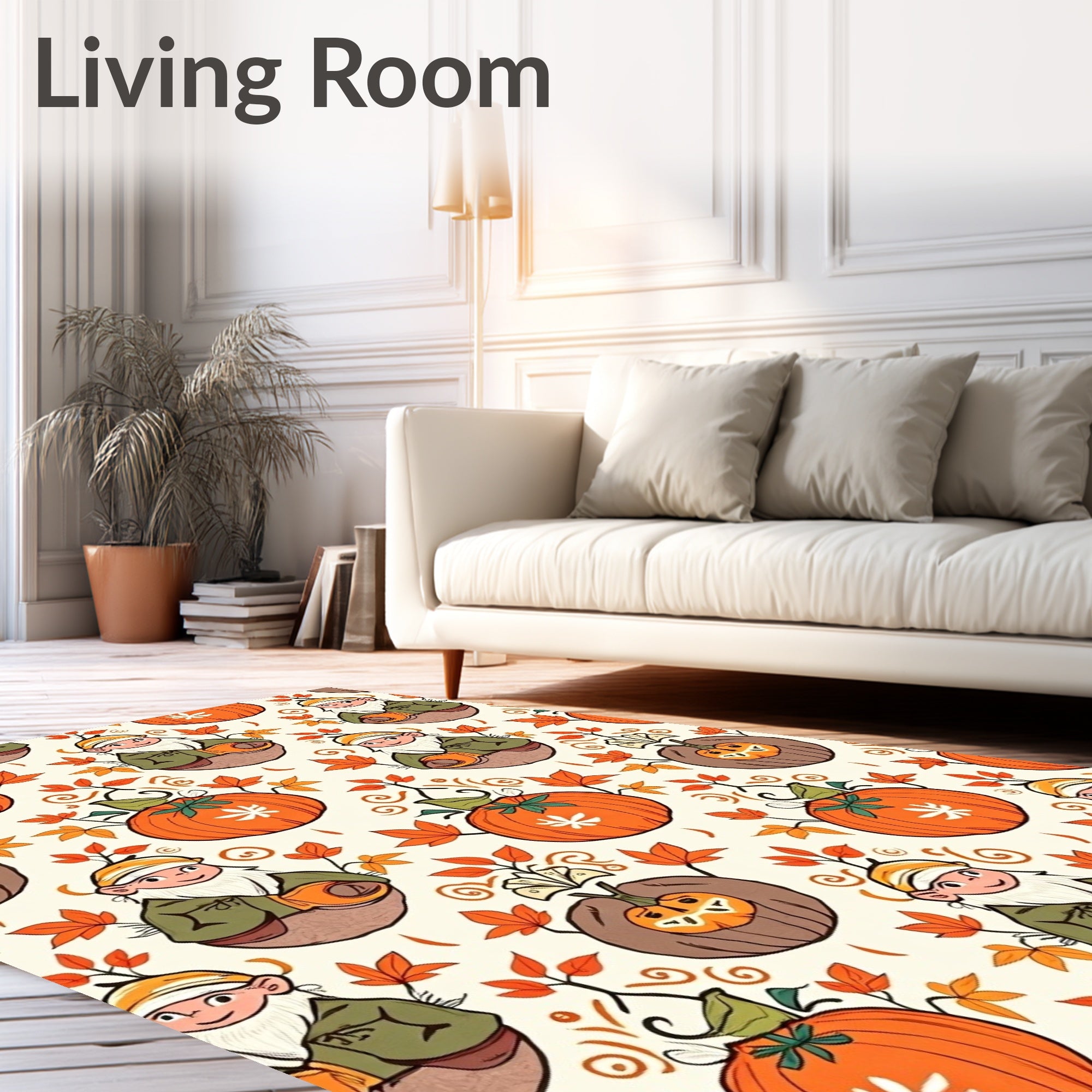Autumn Gnome and Pumpkin Foliage Rug