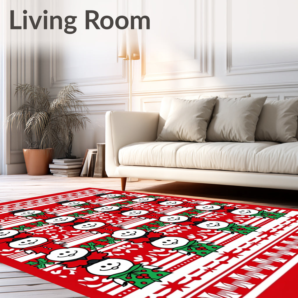 Winter Red Snowman Fair Isle Rug