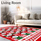 Winter Red Snowman Fair Isle Rug