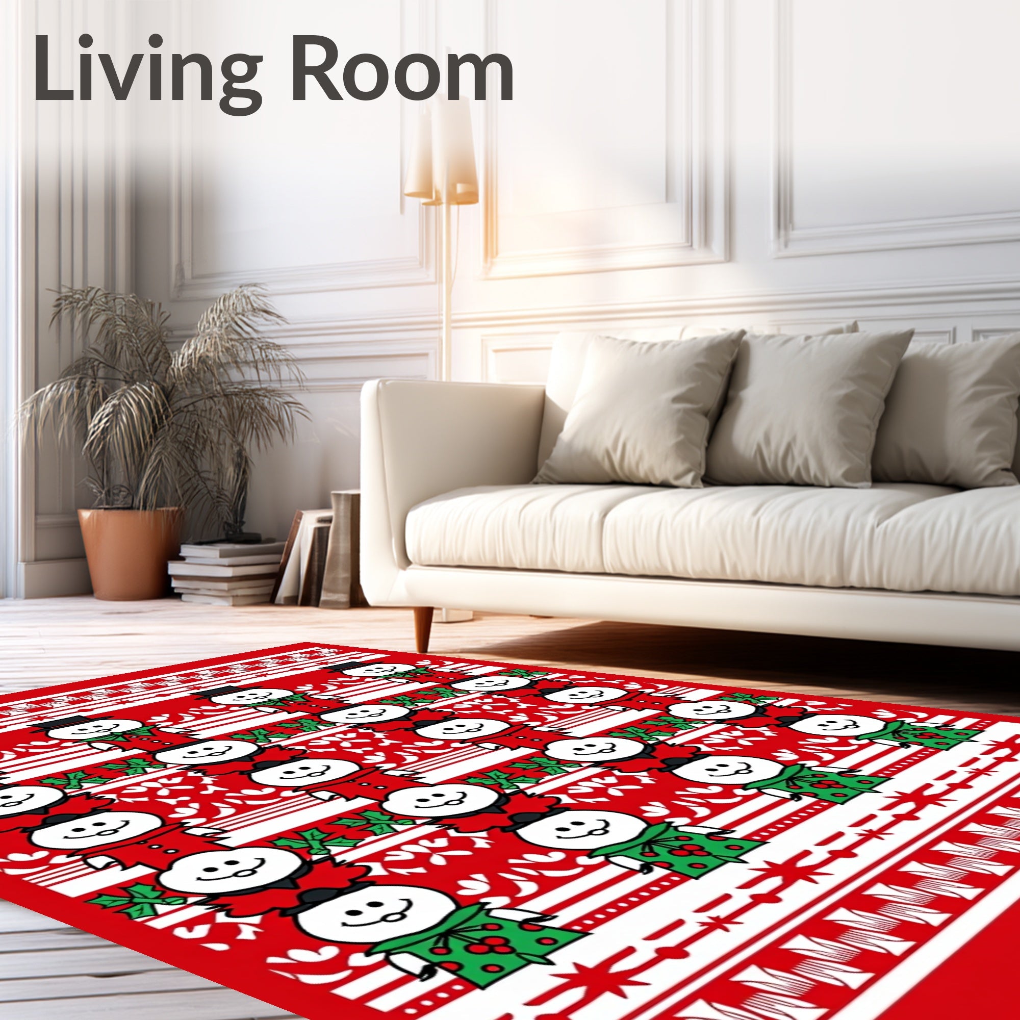Winter Red Snowman Fair Isle Rug