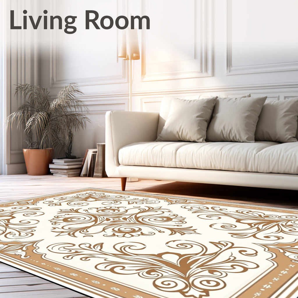 Classic Brown Floral Corner Medallion Rug