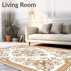 Classic Brown Floral Corner Medallion Rug