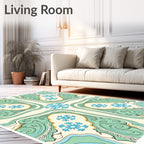 Art Nouveau Aqua Snowflake Medallion Rug