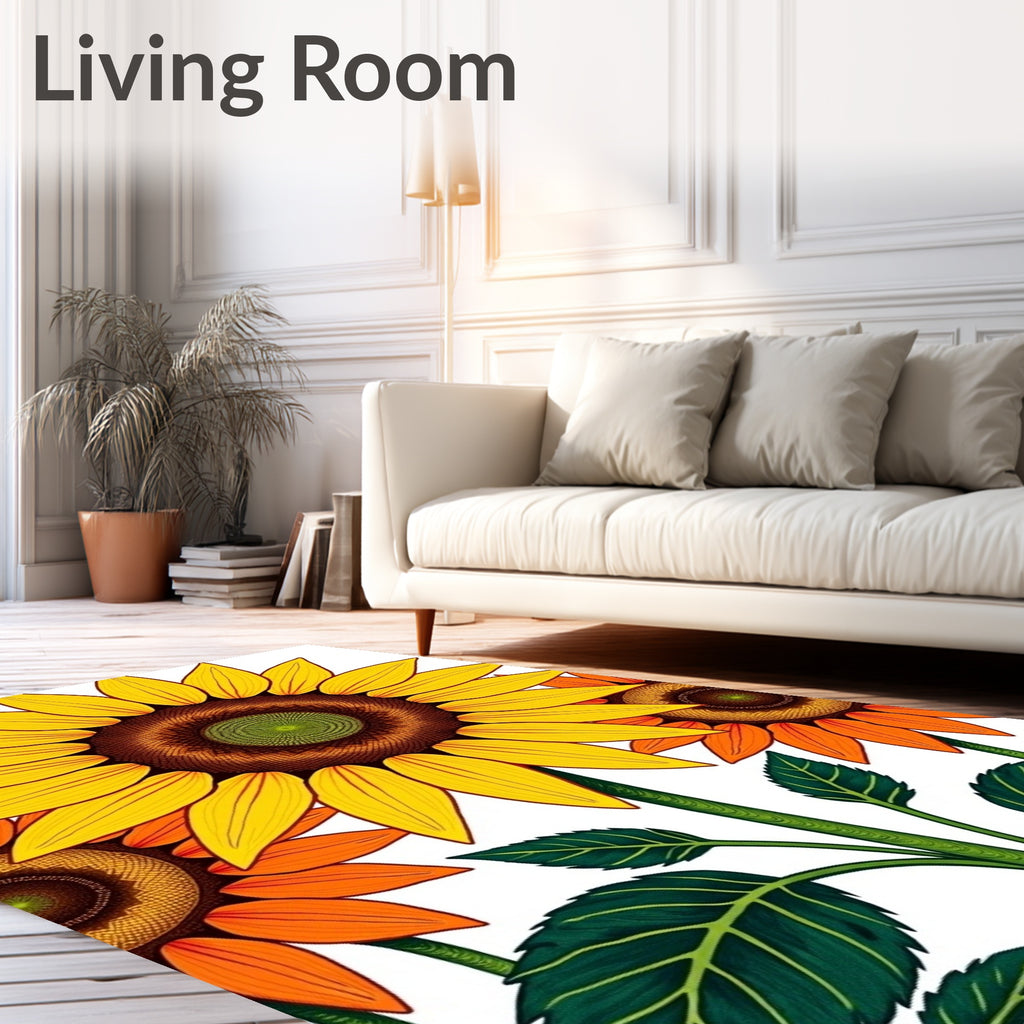 Vibrant Yellow Sunflower Garden Artwork Rug