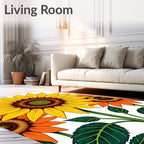Vibrant Yellow Sunflower Garden Artwork Rug