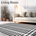 Monochrome Geometric Weave Rug