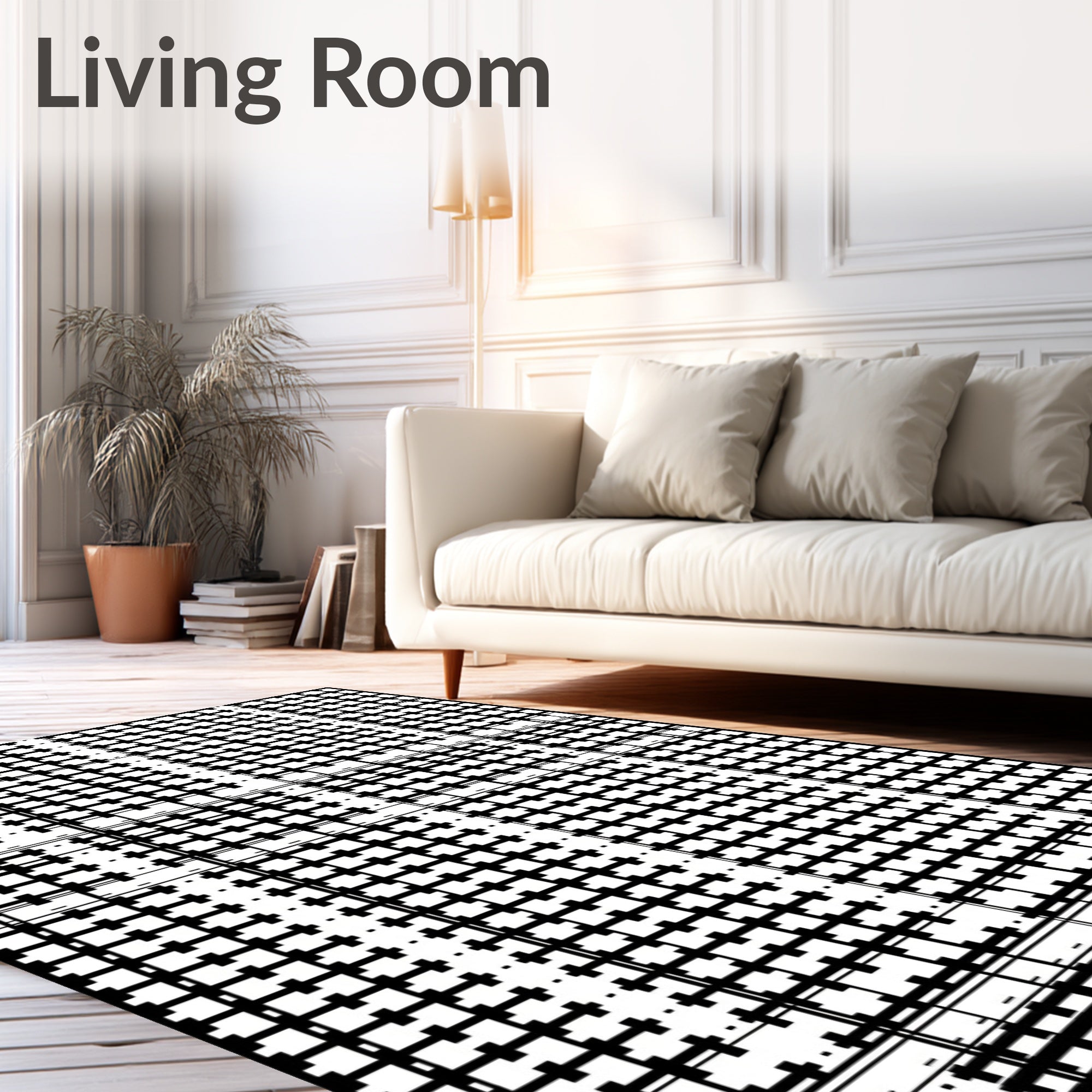 Monochrome Geometric Weave Rug