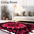 Crimson Pink Feathered Mandala Rug