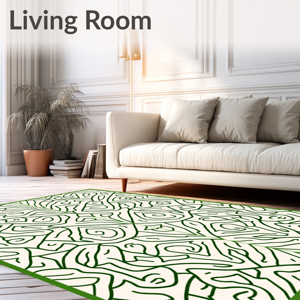 Emerald Green Organic Scrollwork Rug