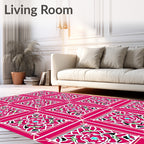 Tiled Fuchsia Geometric Floral Lattice Rug