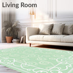 Light Green Floral Scroll Filigree Rug