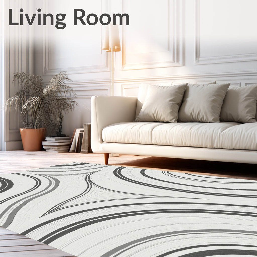 Monochromatic Swirling Lines Abstraction Rug