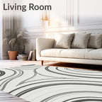 Monochromatic Swirling Lines Abstraction Rug