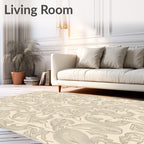 Cream Swirl Organic Line Art Rug