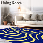 Deep Blue Swirl Abstract Rug