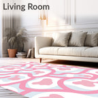 Kawaii Pink Cow Spots Abstract Rug