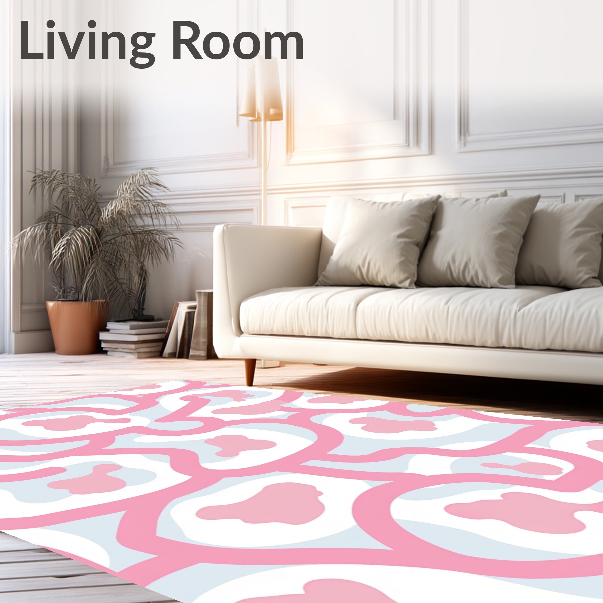Kawaii Pink Cow Spots Abstract Rug