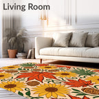Autumn Harvest Maple Leaf Sunflower Rug