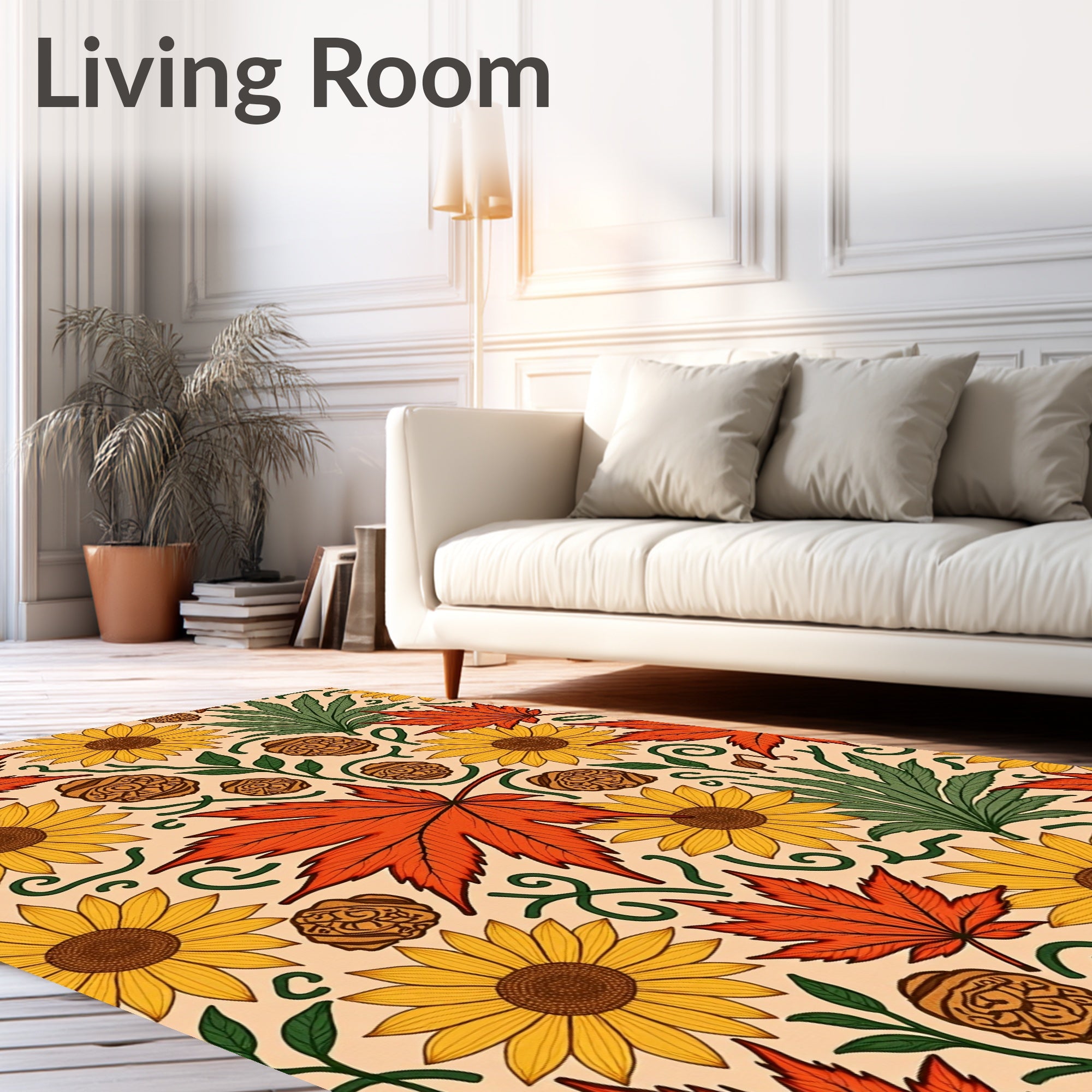 Autumn Harvest Maple Leaf Sunflower Rug