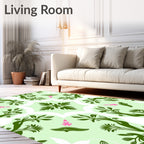 Light Green Floral Vine Medallion Rug