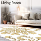 Golden Rococo Floral Medallion Rug