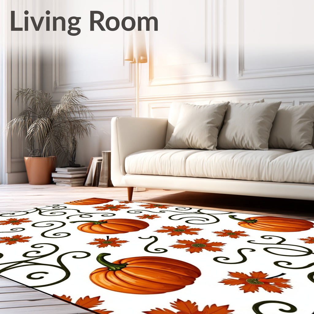 Autumn Pumpkin Swirl Foliage Rug