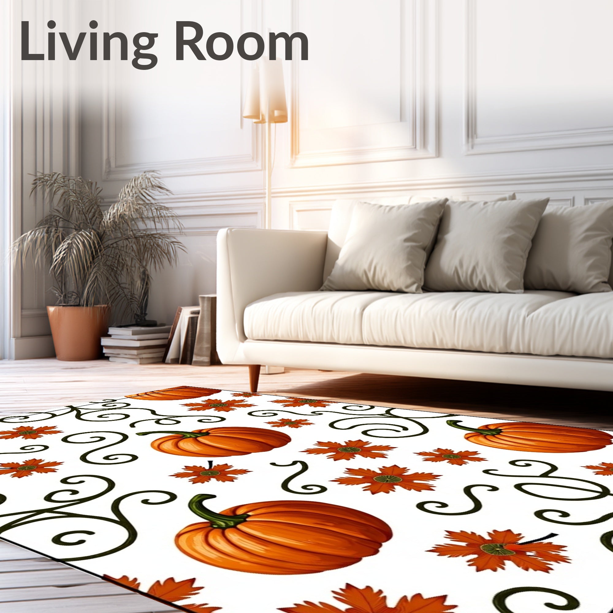 Autumn Pumpkin Swirl Foliage Rug