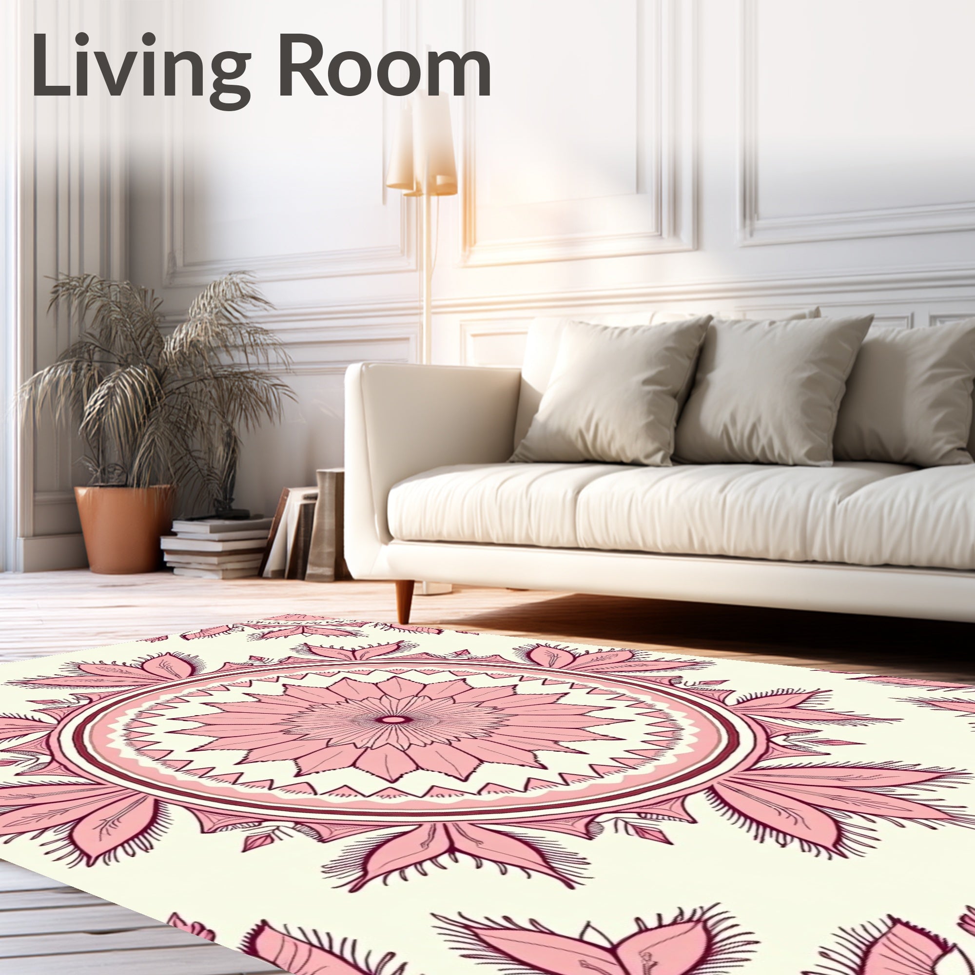 Pink Floral Mandala Repeating Rug