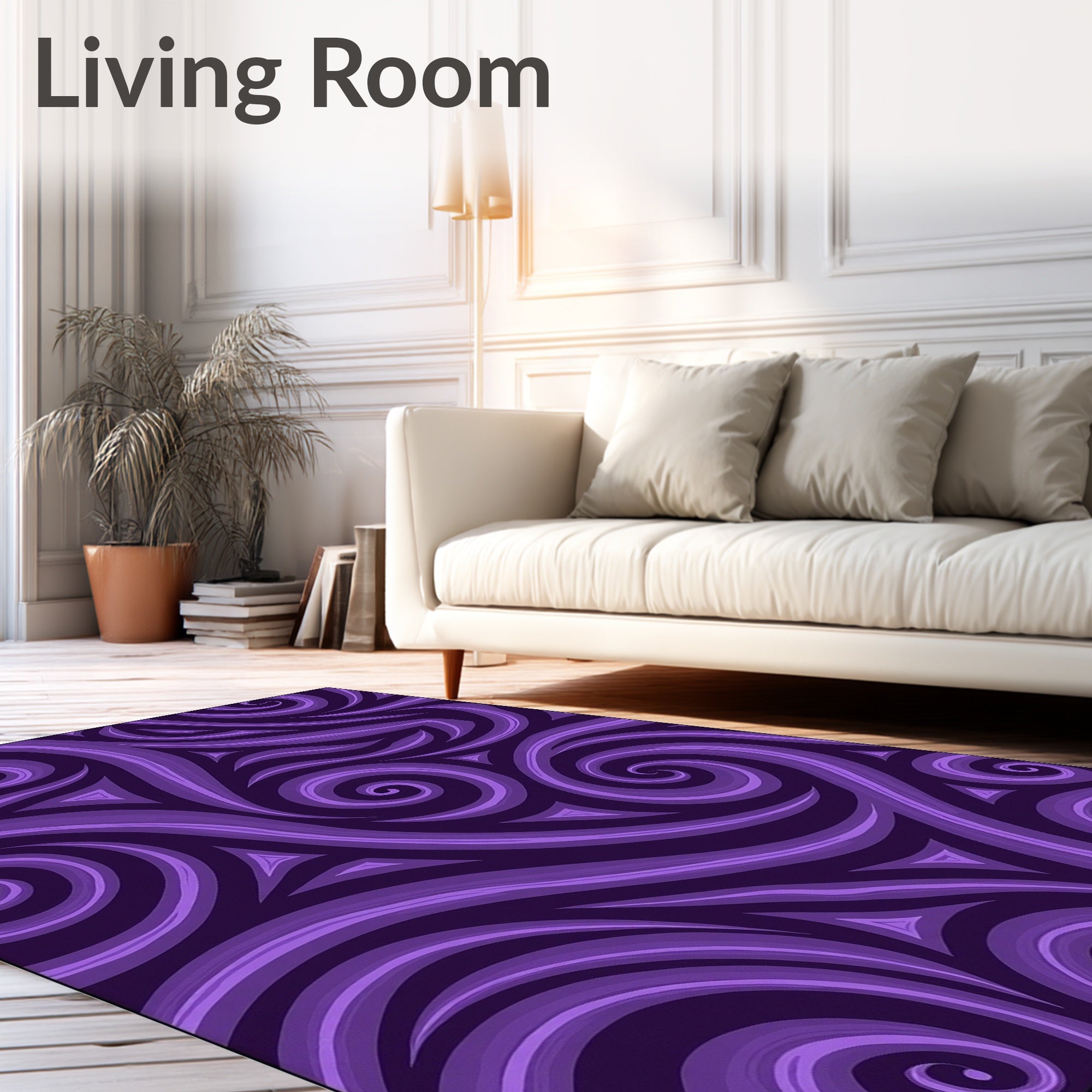 Royal Purple Swirl and Triangle Arrangement Rug