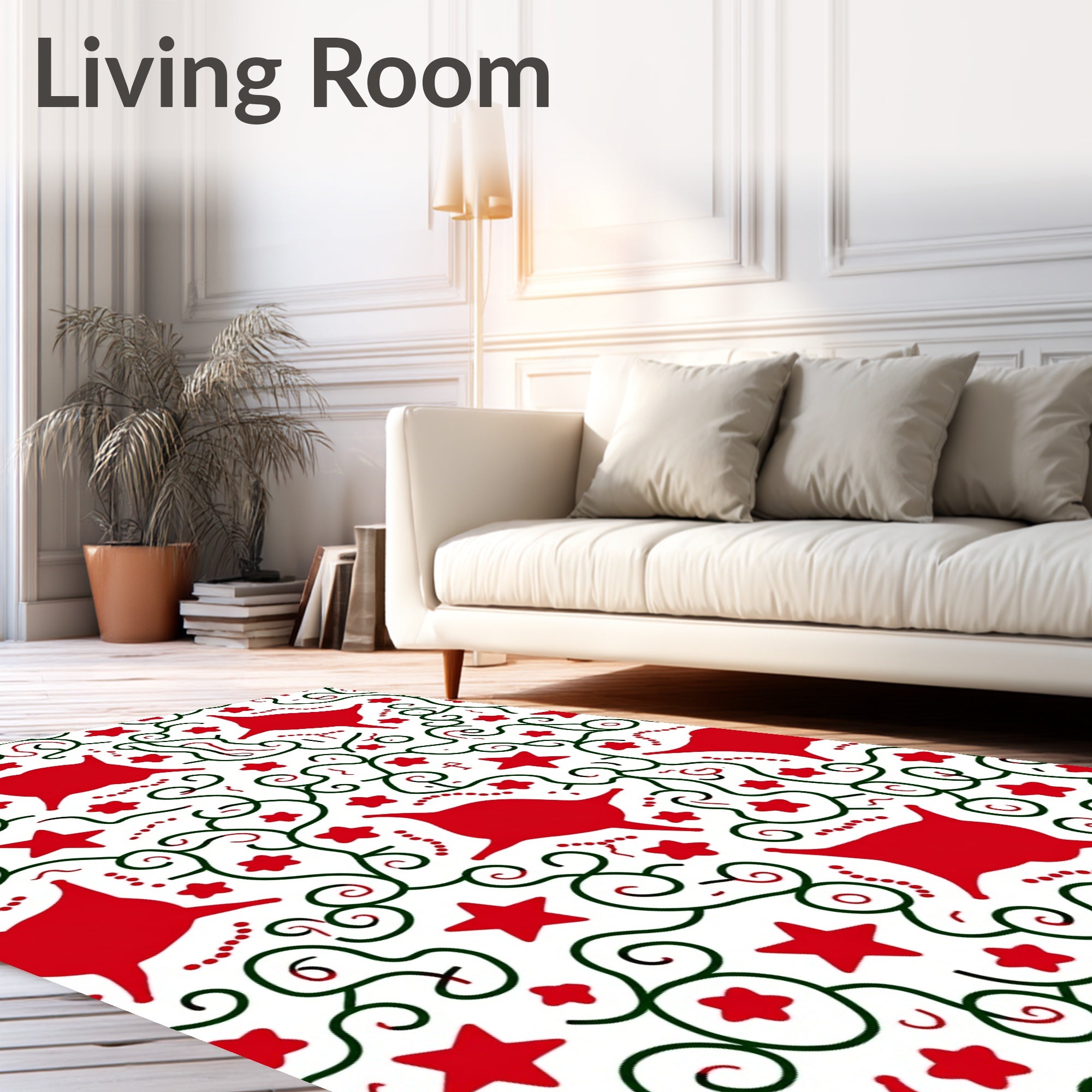Whimsical Red Star Vine Whimsical Clusters Rug