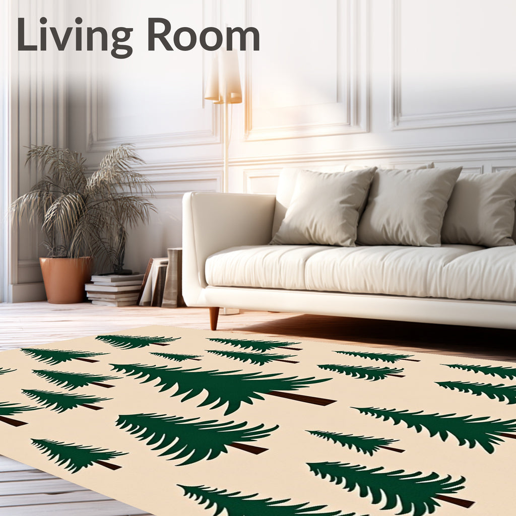 Dark Green Evergreen Forest Repeating Pattern Rug